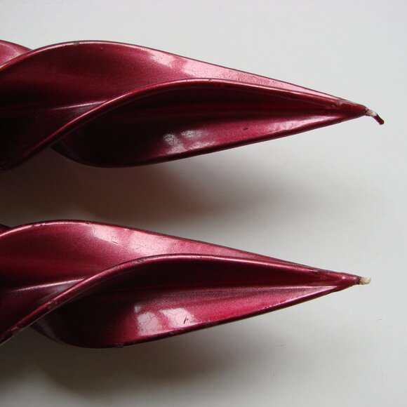 Twisted Spiral Taper Candles Set of 2 Burgundy Red Purple Shimmer Vintage - Picture 10 of 10